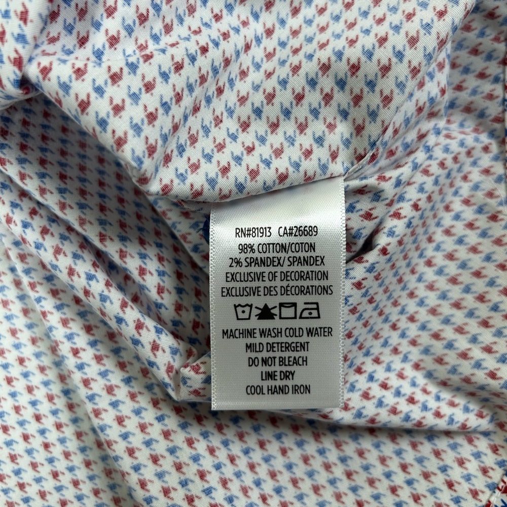 ROBERT GRAHAM NWT Breen Geometric Flip Cuff Button Down Shirt L‎ White Red Blue - Picture 10 of 13